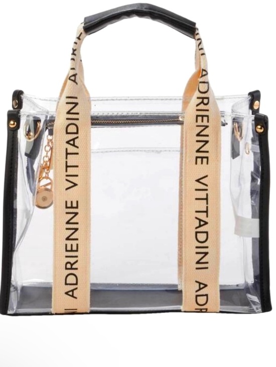 Adrienne Vittadini Handbags - Adrienne Vittadini 2 bag set Clear cross body w handles & Beige Woven clutch NWT